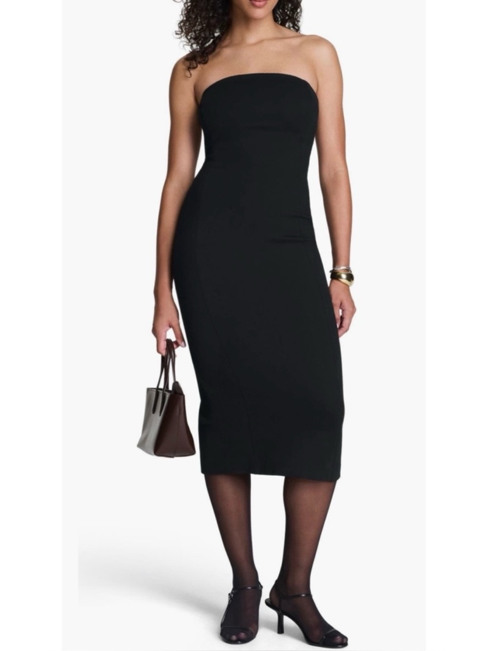 *NWT* SPANX Strapless Ponte Robe Midi Bustier Black Dress